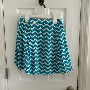 Teal And White Zig Zag Skirt